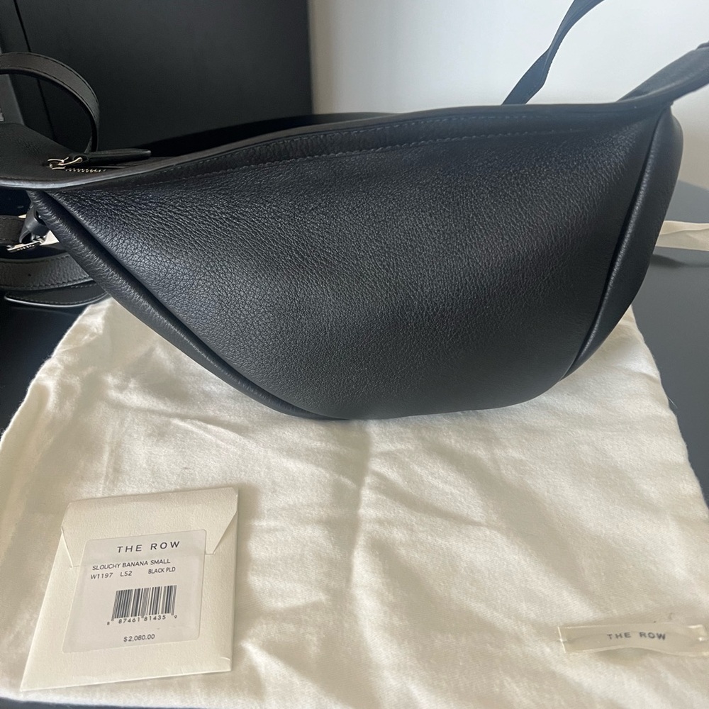 The Row small banana bag in black